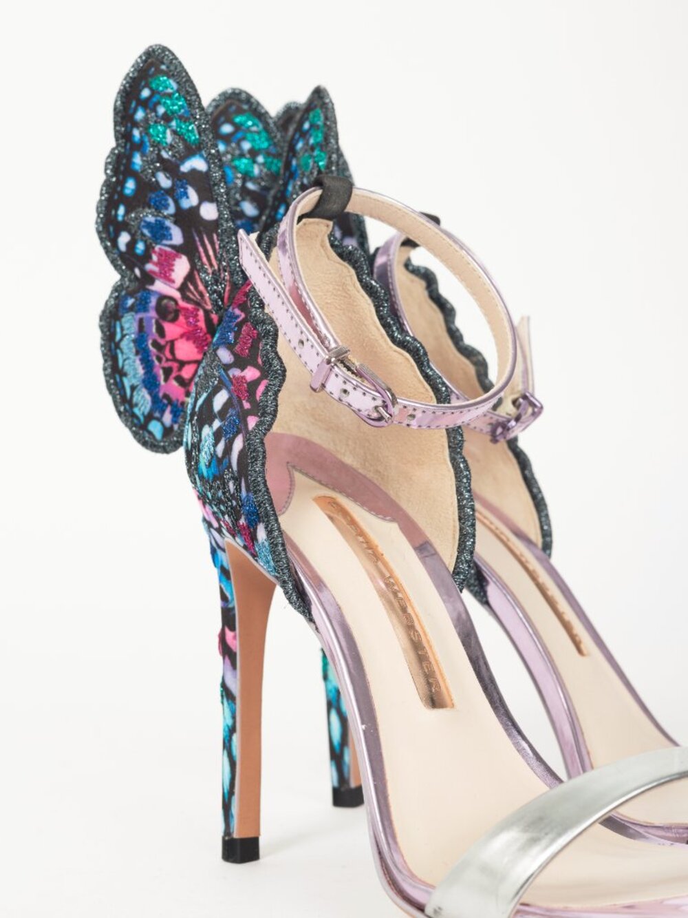Sophia Webster Chiara Embroidery "Silver & Blue" Butterfly Sandals - Picture 7 of 10